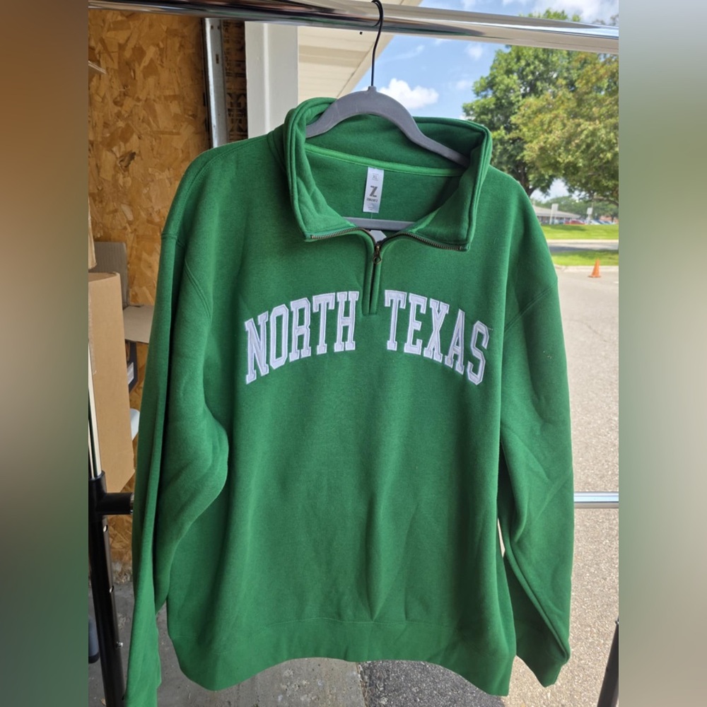 Green North Texas Zip Up Sweater